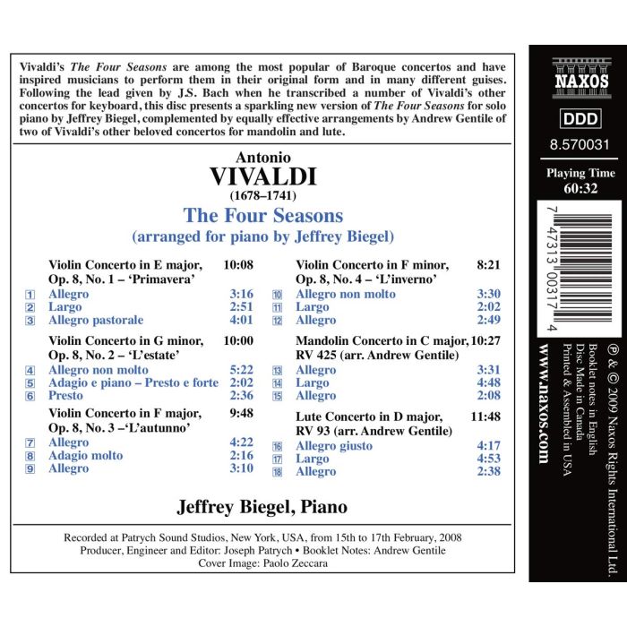 VIVALDI: The Four Seasons, arranger for piano - slide-1