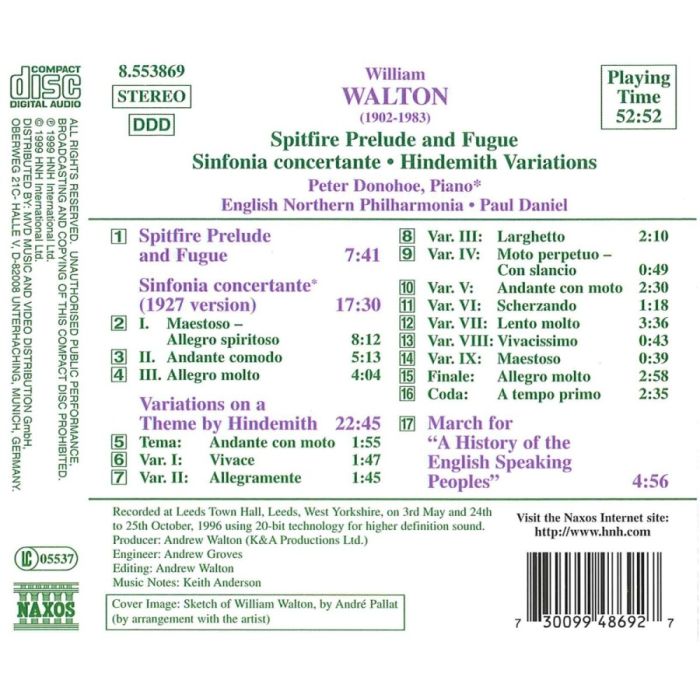 WALTON: Spitfire Prelude and Fugue; Sinfonia Concertante; Hindemith Variations - slide-1