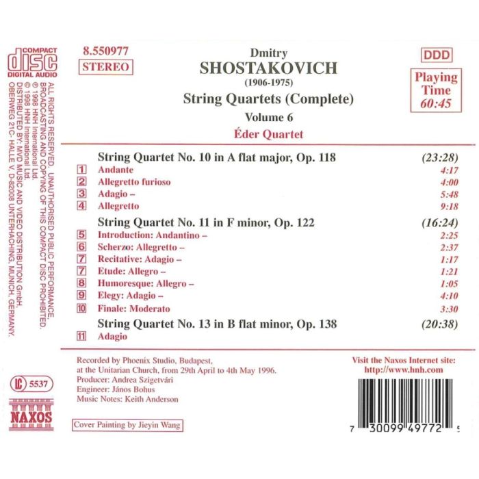SHOSTAKOVICH: String Quartets Vol. 6, Nos. 10, 11 and 13 - slide-1