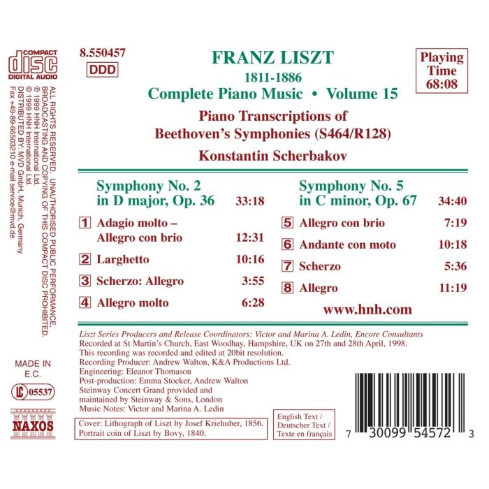 Liszt: Beethoven Symphonies Nos. 2 and 5 (Transcriptions) (Liszt Complete Piano Music, Vol. 15) - slide-1