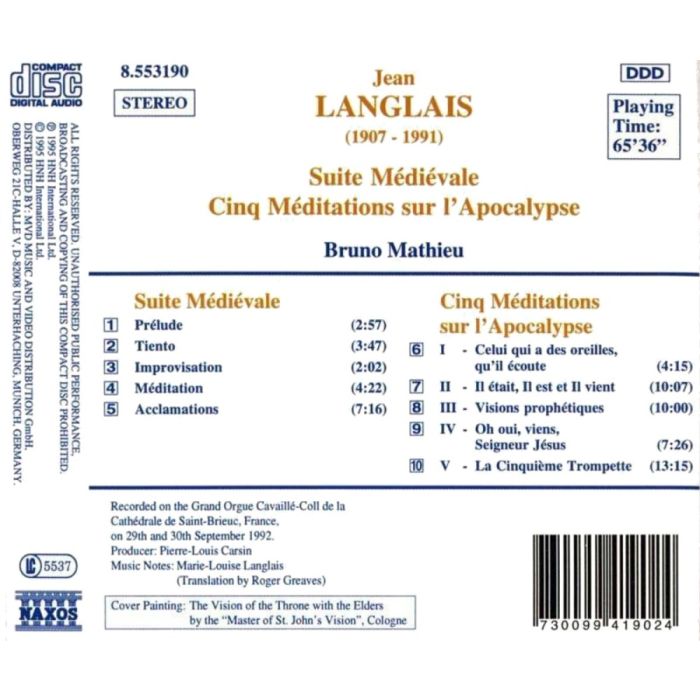 LANGLAIS: Suite Medievale, Cinq Meditations sur l'Apocalypse - slide-1
