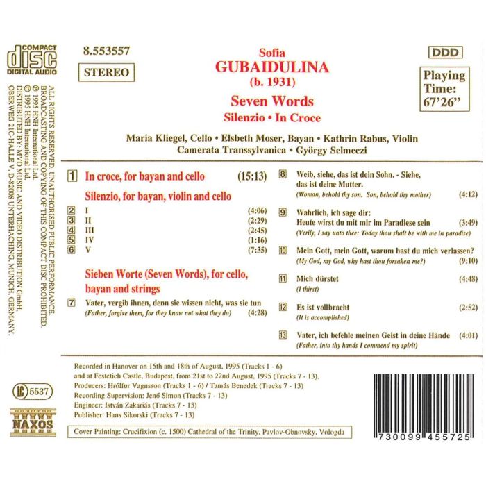 GUBAIDULINA: 7 Words, Silenzio, In Croce - slide-1
