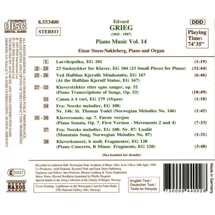 GRIEG: Piano Music vol.14 - slide-1