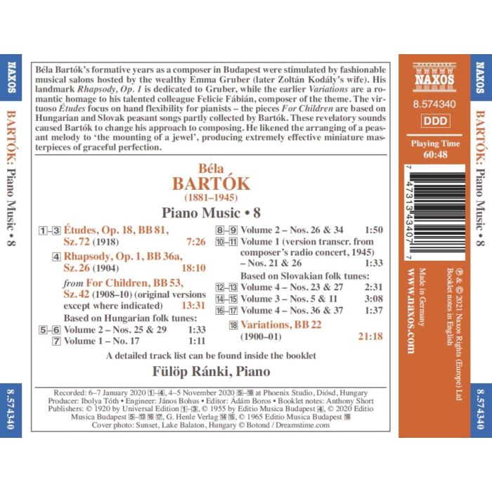 Bartok: Piano Music Vol. 8 - Rhapsody; Variations; For Children; Études - slide-1