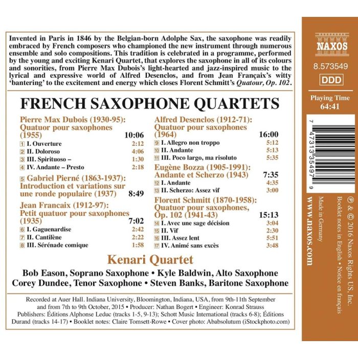 French Saxophone Quartets - Dubois; Desenclos; Françaix; ... - slide-1