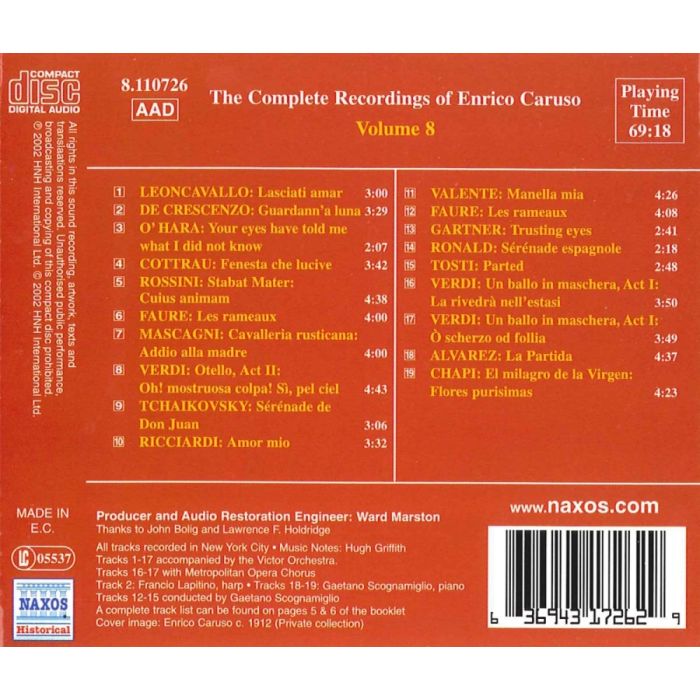 CARUSO, Enrico: Complete Recordings, Vol. 8 (1913-1914) - slide-1