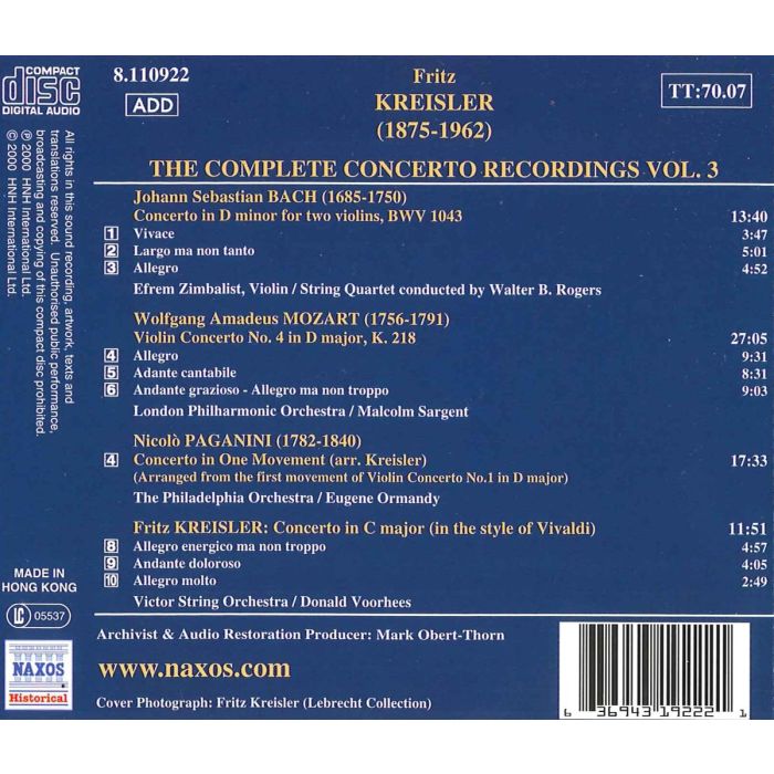 Fritz Kreisler: Complete Concerto Recordings Vol.3 - slide-1