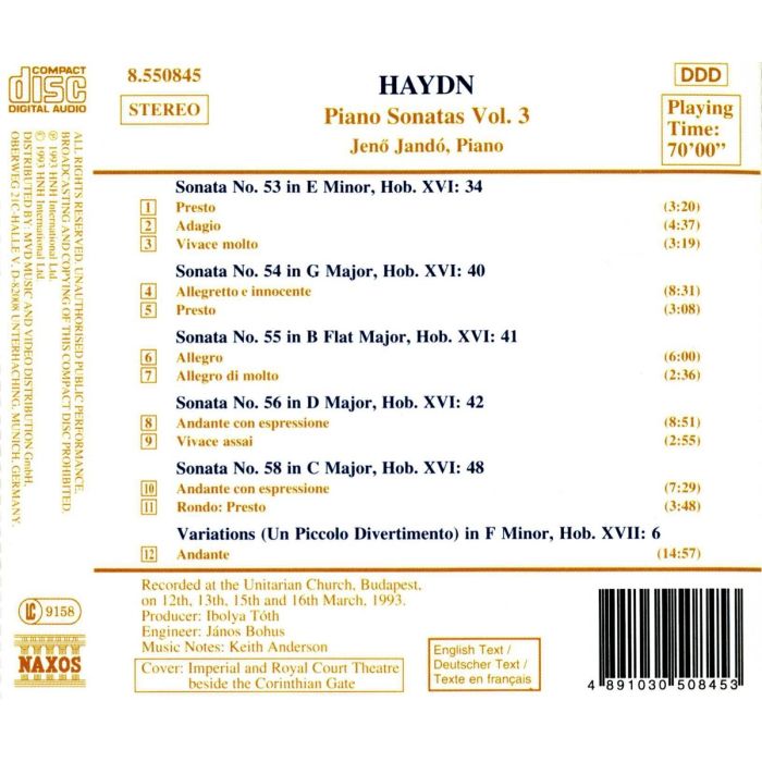 HAYDN: Piano Sonatas vol. 3 - slide-1