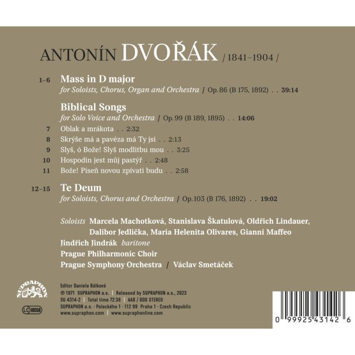 Dvořák: Mass in D major; Biblical Songs; Te Deum - slide-1