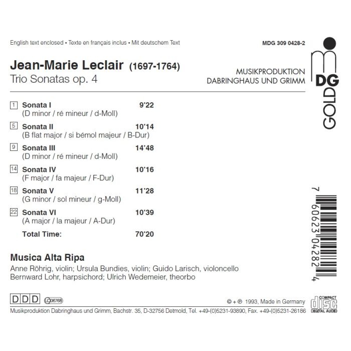 Leclair: Trio Sonatas op. 4 - slide-1
