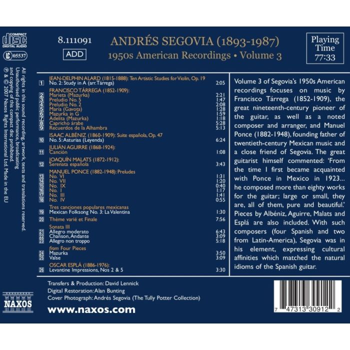 Segovia Andres: American Recordings Vol. 3 - slide-1