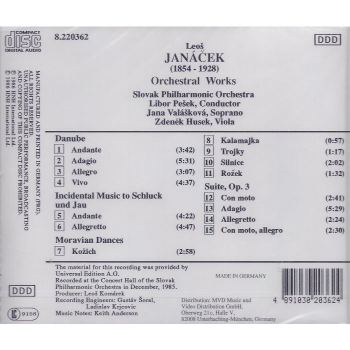 JANACEK: Orchestral works- Danube, Incidental Music To 