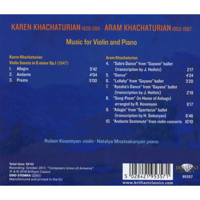 Aram & Karen Khachaturian: Music for Violin and Piano - slide-1