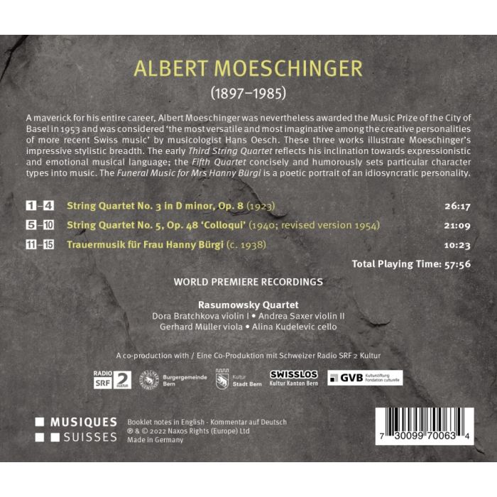 Moeschinger: String Quartets Nos. 3 & 5; Trauermusik - slide-1