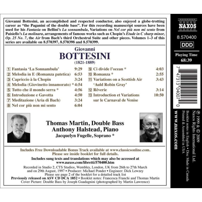 BOTTESINI: Fantasia ‘La Sonnambula’, Ci divide l’ocean, Introduction et Variations sur le Carnaval de Venise - slide-1