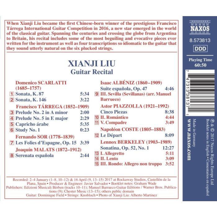 Xianji Liu: Guitar Recital - Scarlatti; Tarrega; Sor; Albeniz; Piazzolla; ... - slide-1