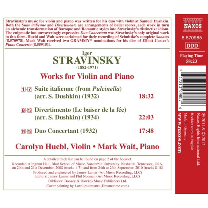 Stravinsky: Works for Violin and Piano - Suite italienne, Divertimento, Duo Concertant - slide-1