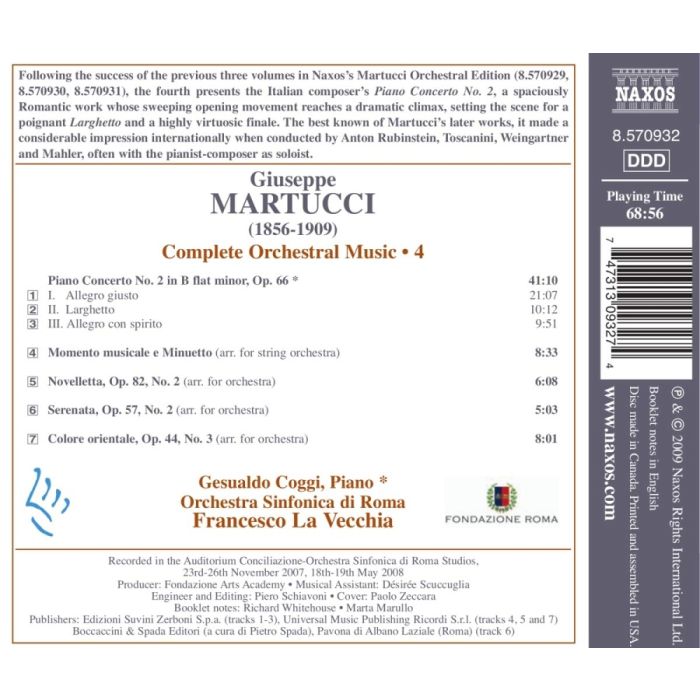 Martucci: Piano Concerto No. 2, Momento musicale e Minuetto, Novelletta, Serenata, Colore orientale (Orchestral Music Vol. 4) - slide-1