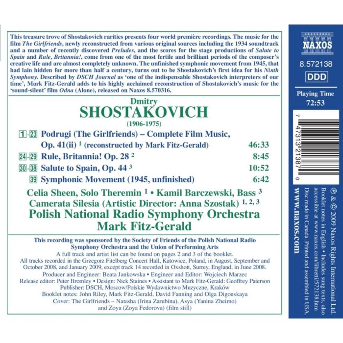 Shostakovich: Podrugi (The Girlfriends) – Complete Film Music, Rule, Britannia! Op. 28, Salute to Spain, Symphonic Movement (1945) - slide-1