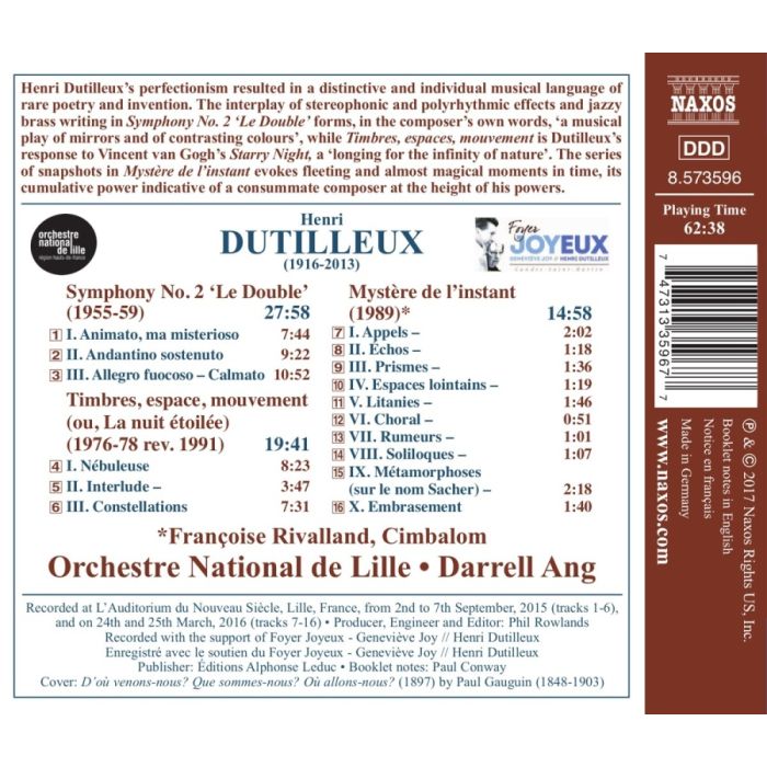 Dutilleux: Symphony No. 2 “Le Double”; Timbres, espace, movement; Mystère de l’instant - slide-1