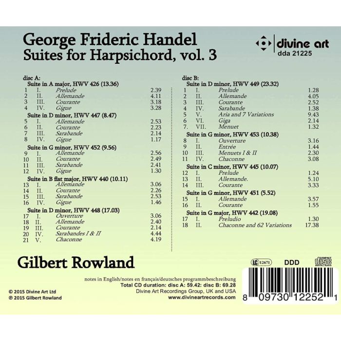 Handel: Suites for Harpsichord vol. 3 - slide-1