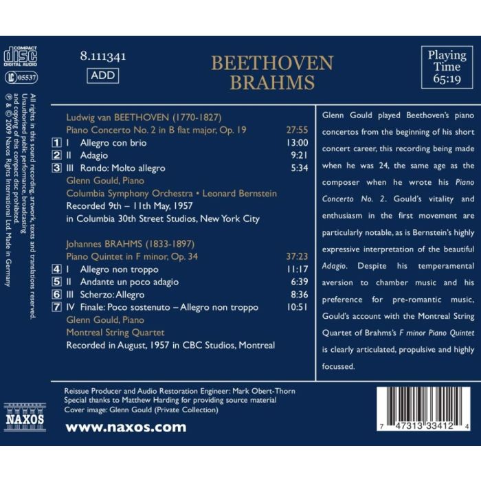 Beethoven: Piano Concerto No. 2, BRAHMS: Piano Quintet in F minor (1957 Recordings) - slide-1