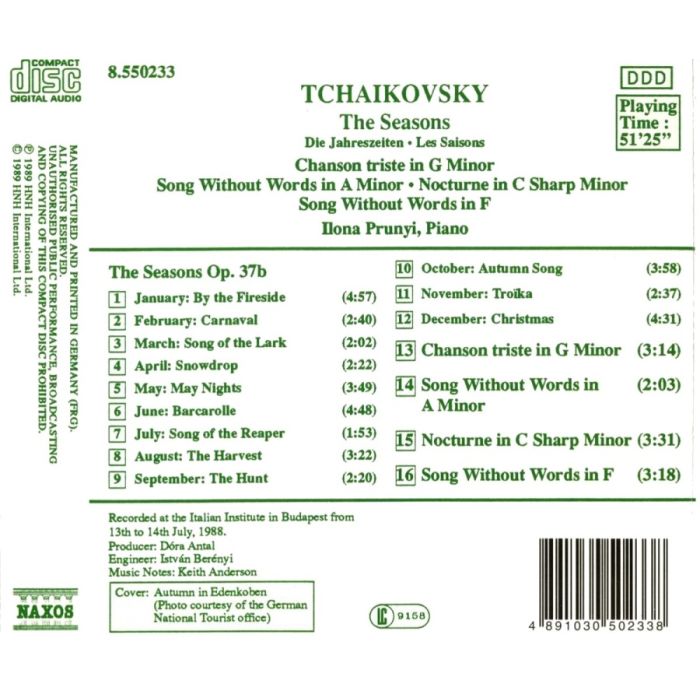 Tchaikovsky; Seasons, Chanson triste - slide-1
