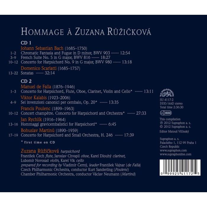 Hommage à Zuzana Ruzickova - Bach, Scarlatti, de Falla, Kalabis, Poulenc, Rychlik, Martinů - slide-1
