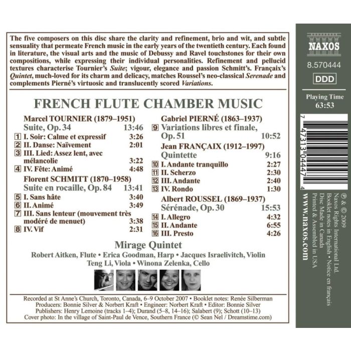French Flute Chamber Music -TOURNIER / SCHMITT / PIERNÉ / FRANÇAIX / ROUSSEL - slide-1