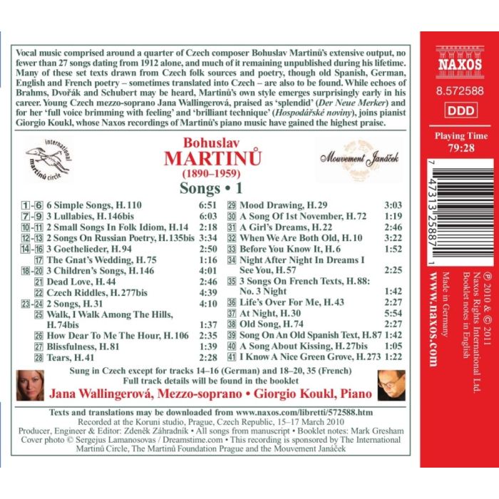 Martinu: Songs Vol. 1 - slide-1
