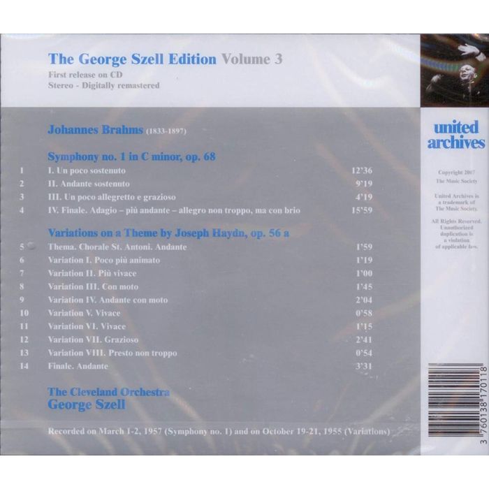 George Szell Edition Vol. 3 - BRAHMS Symphony No. 1 - slide-1