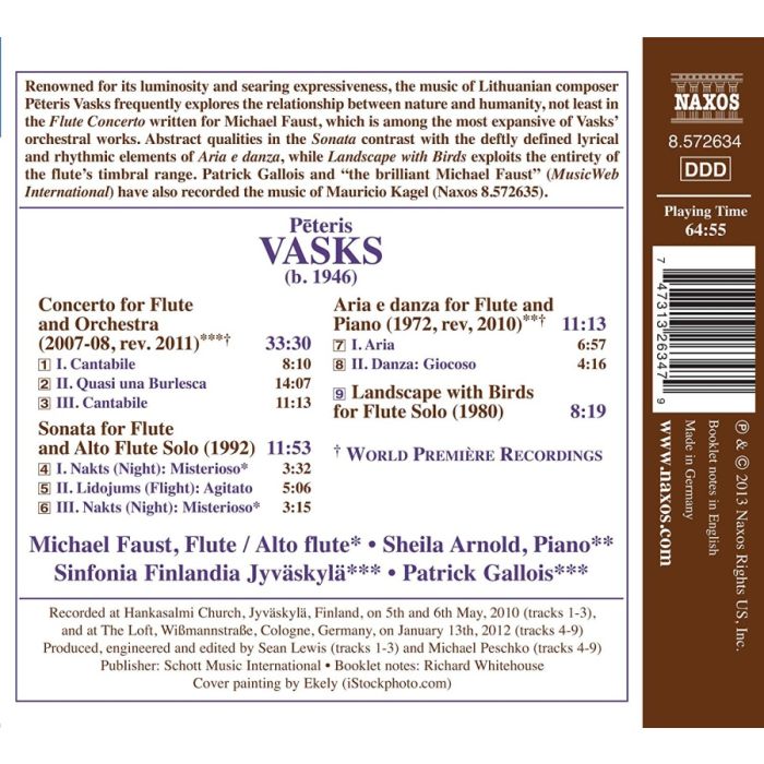 Vasks: Flute Concerto, Flute Sonata, Aria e danza, Landscape with Birds - slide-1