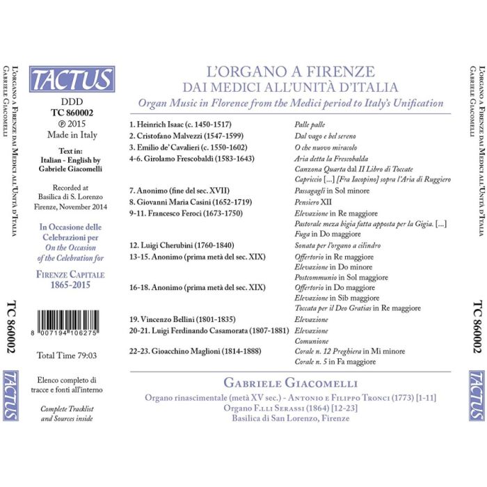 L´Organo a Firenze, muzyka organowa od Medyceuszy do zjednoczenia Włoch - slide-1