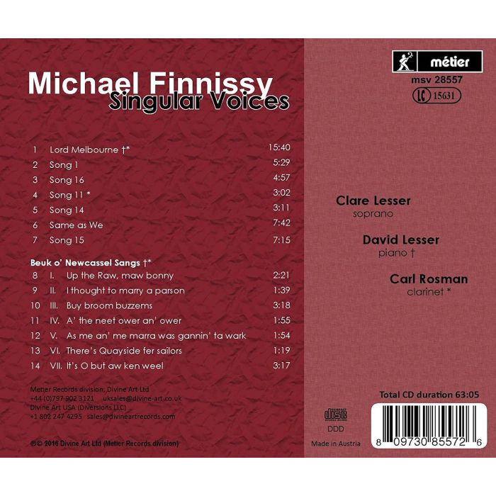 Singular Voices - Finnissy: Music for Voice and Clarinet - slide-1