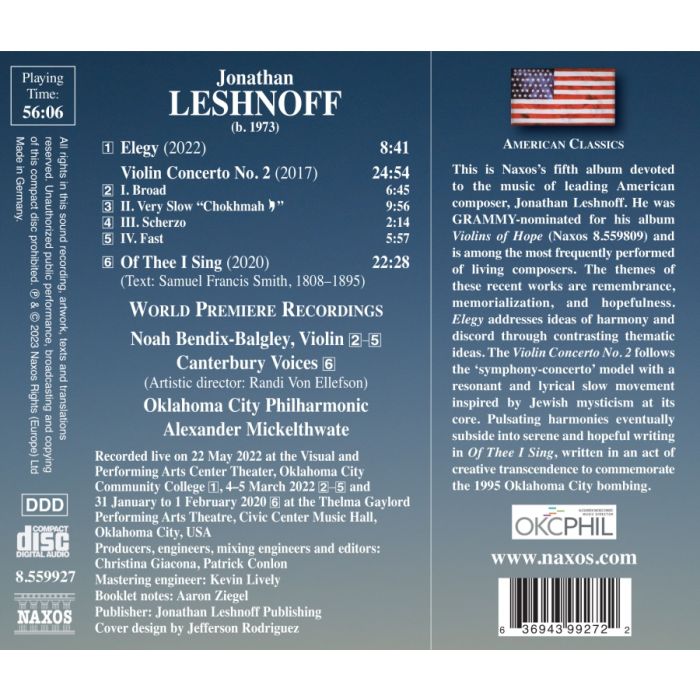 Leshnoff: Elegy; Violin Concerto No. 2; Of Thee I Sing - slide-1