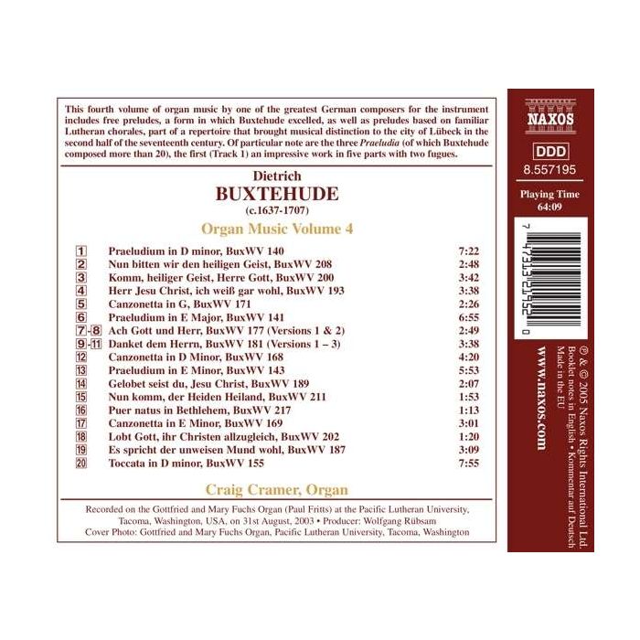 BUXTEHUDE: Organ Music, Vol. 4 - slide-1