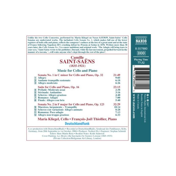 SAINT-SAENS: Cello Sonatas Nos. 1 and 2, Cello Suite - slide-1
