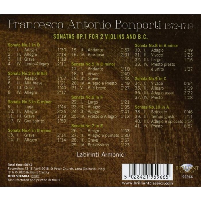 Bonporti: Sonatas Op. 1 for 2 Violins and B.C. - slide-1