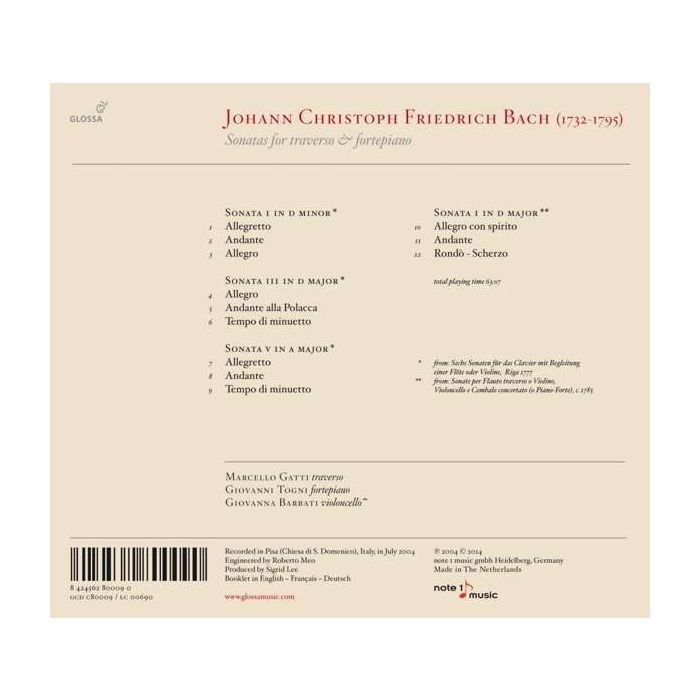 Bach J. C. F.: Sonatas for traverso and - slide-1