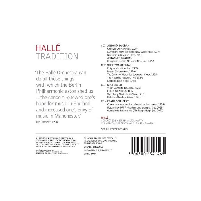 Hallé Tradition – Dvorak, Elgar,, Bruch, Mendelssohn, Schubert, Brahms,Harty, Hamilton, Sargent, Malcolm - slide-1