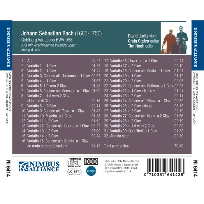 Bach: Goldberg Variations, Arranged for Violin, Guitar & Cello - slide-1