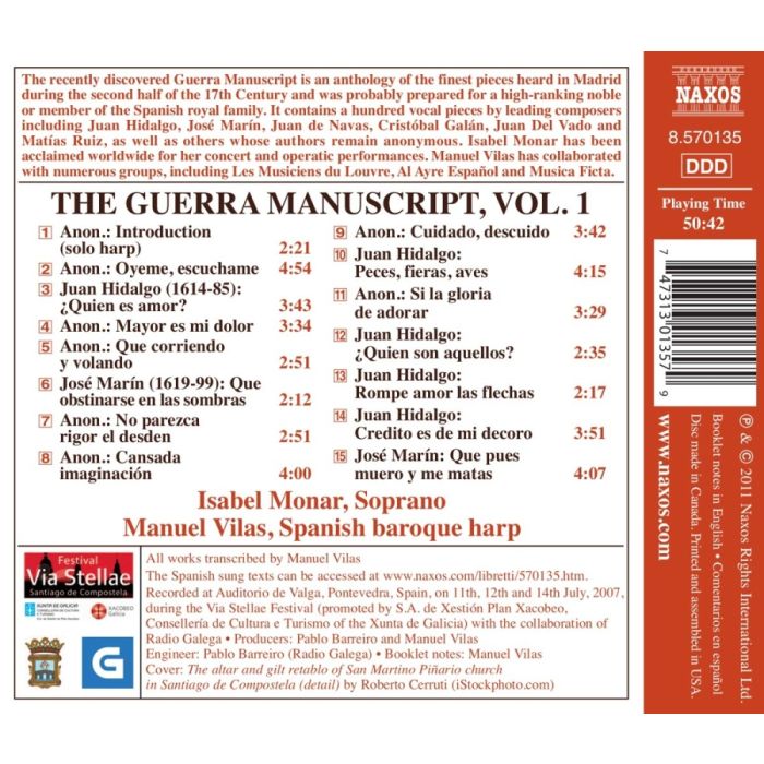 The Guerra Manuscript Vol. 1 - hiszpańska świecka muzyka wokalna XVII w. - slide-1