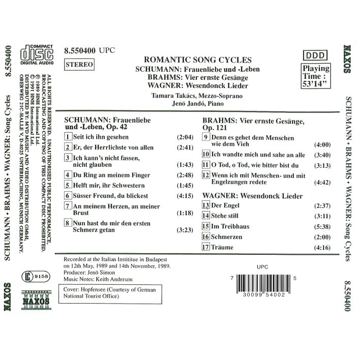Romantic Song Cycles: Schumann / Brahms / Wagner - slide-1