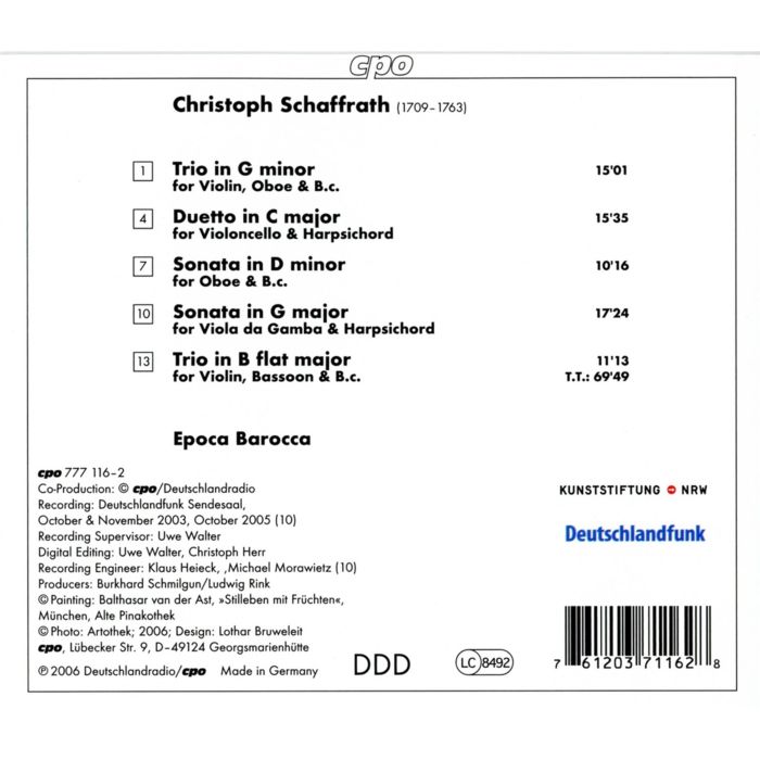 SCHAFFRATH: Trios & sonatas - slide-1