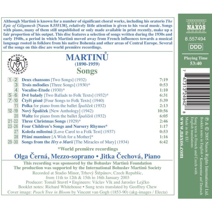 MARTINU: Songs - slide-1