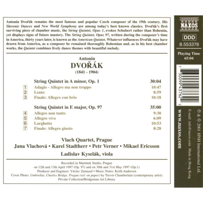 DVORAK: String Quintets Opp. 1 and 97 - slide-1