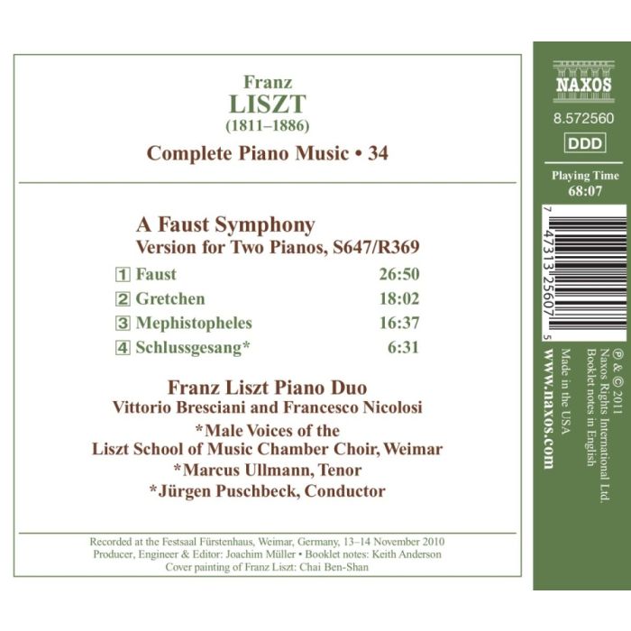 Liszt: Complete Piano Music Vol. 34 - A Faust Symphony - Version for 2 Pianos - slide-1