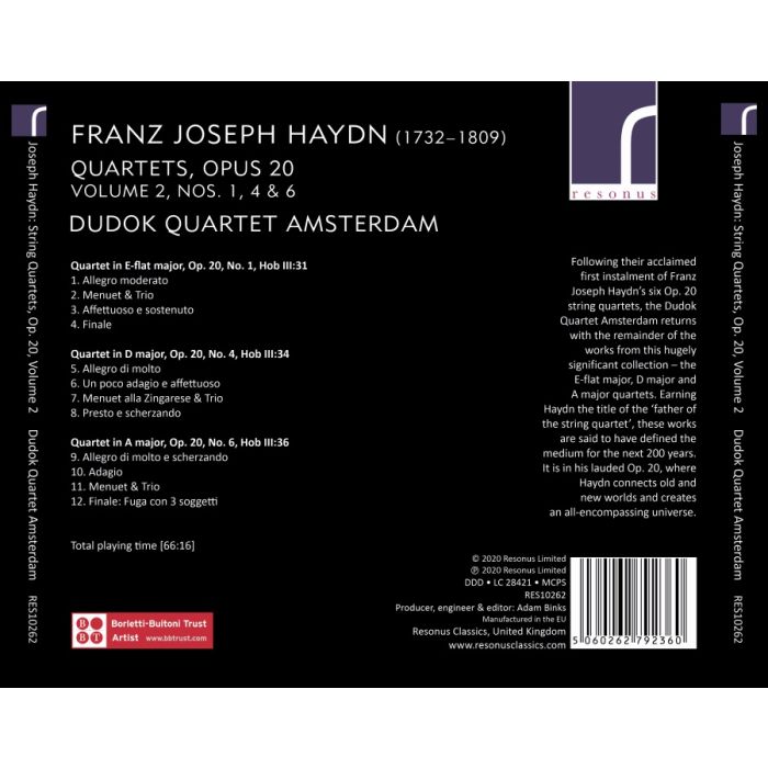 Haydn: String Quartets Op. 20 Vol. 2 - Nos. 1, 4 & 6 - slide-1