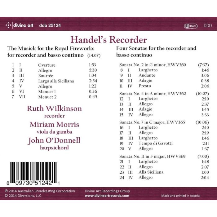 Handel: Recorder Sonatas Musick for the Royal Fireworks - slide-1