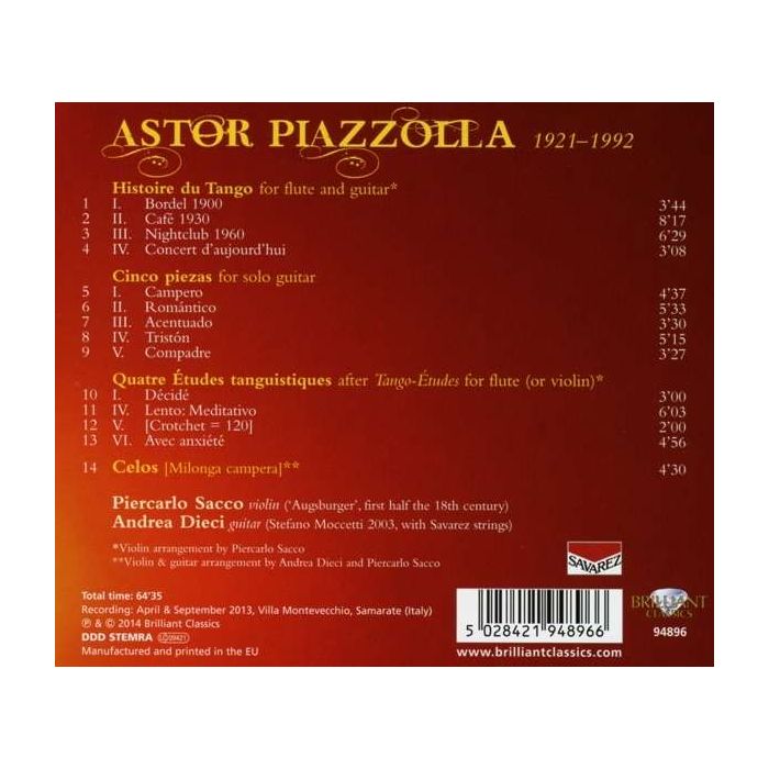 Piazzolla: Café 1930, Music for Violin and Guitar - slide-1